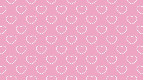 patrón de formas de corazón blanco en un fondo rosado. simple movimiento gráfico de bucle de animación de cómics de vacaciones de fondo