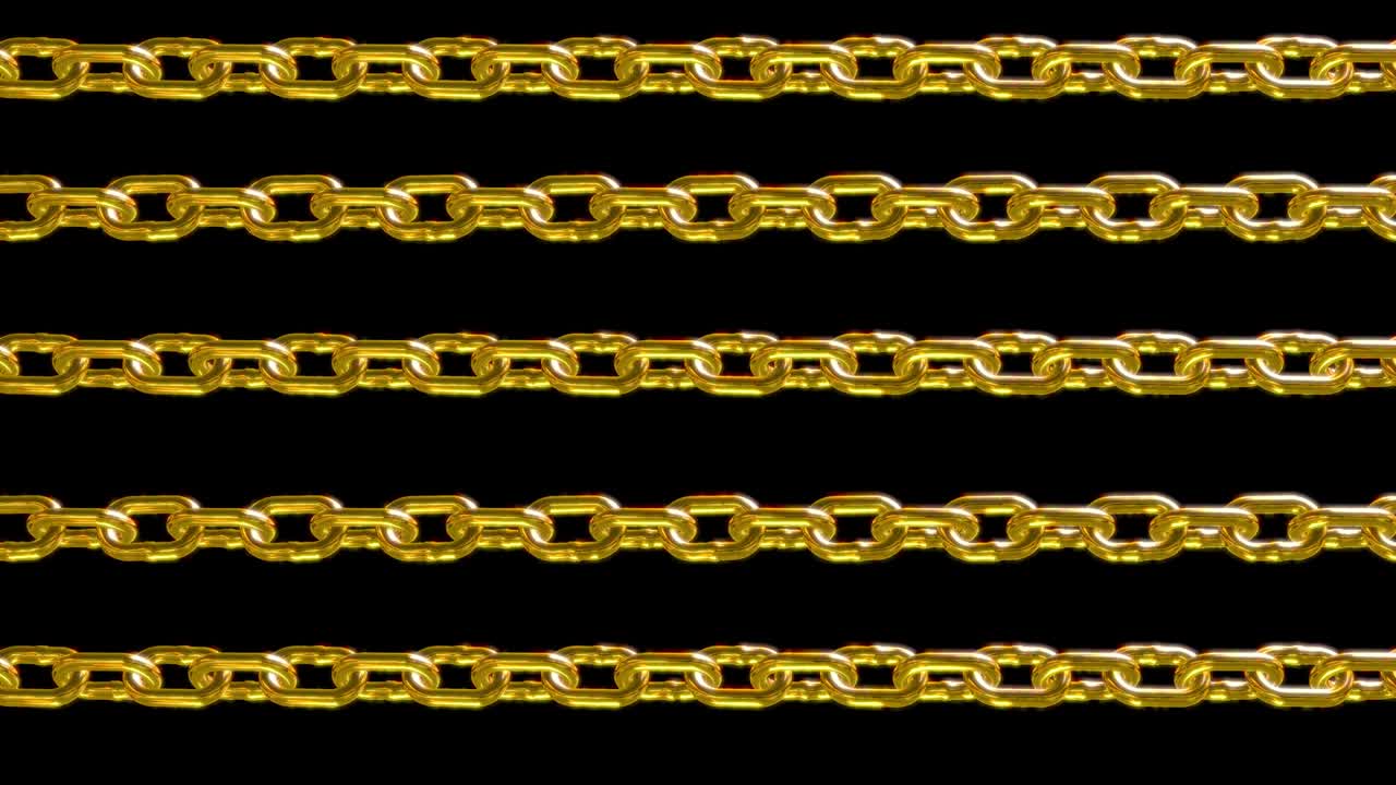 금색 체인 링크 연결 루프 애니메이션
