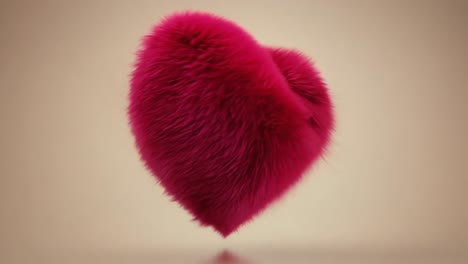 fluffy pink heart rotates, revealing its soft, delicate texture against a soothing pastel background