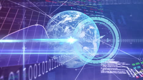 animación del procesamiento de datos financieros a través de codificación binaria y reloj en red