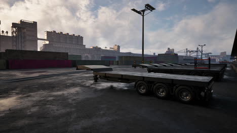 cargo trailers at a shipping dock