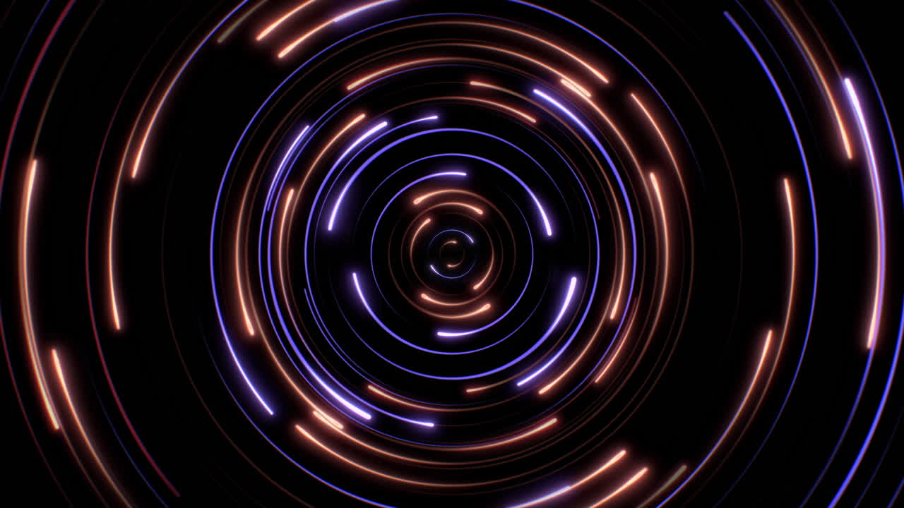 Loop orange and blue circle light background in the style of digital neon
