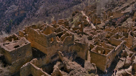 old stone houses in abandoned mountain village