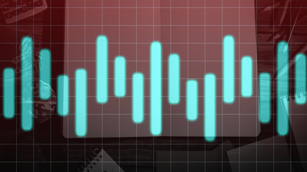 빈 노트북 위에 열을 움직이는 애니메이션