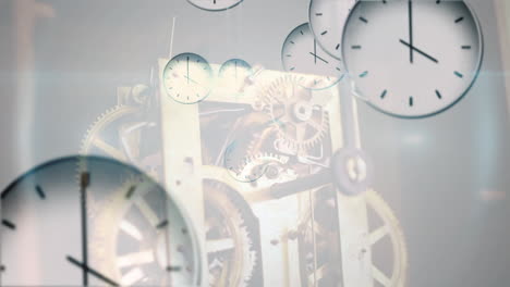 animación de relojes flotando sobre el mecanismo del reloj