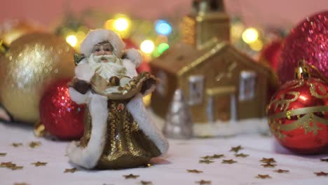 christmas miniature scene with santa and ornaments