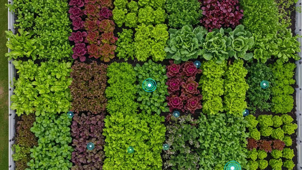 Vibrant and Diverse Vertical Garden Showcase with Varied Leafy Greens, Herbs, and Lush Vegetables Displaying an Abundance of Greenery and Nature's Bounty