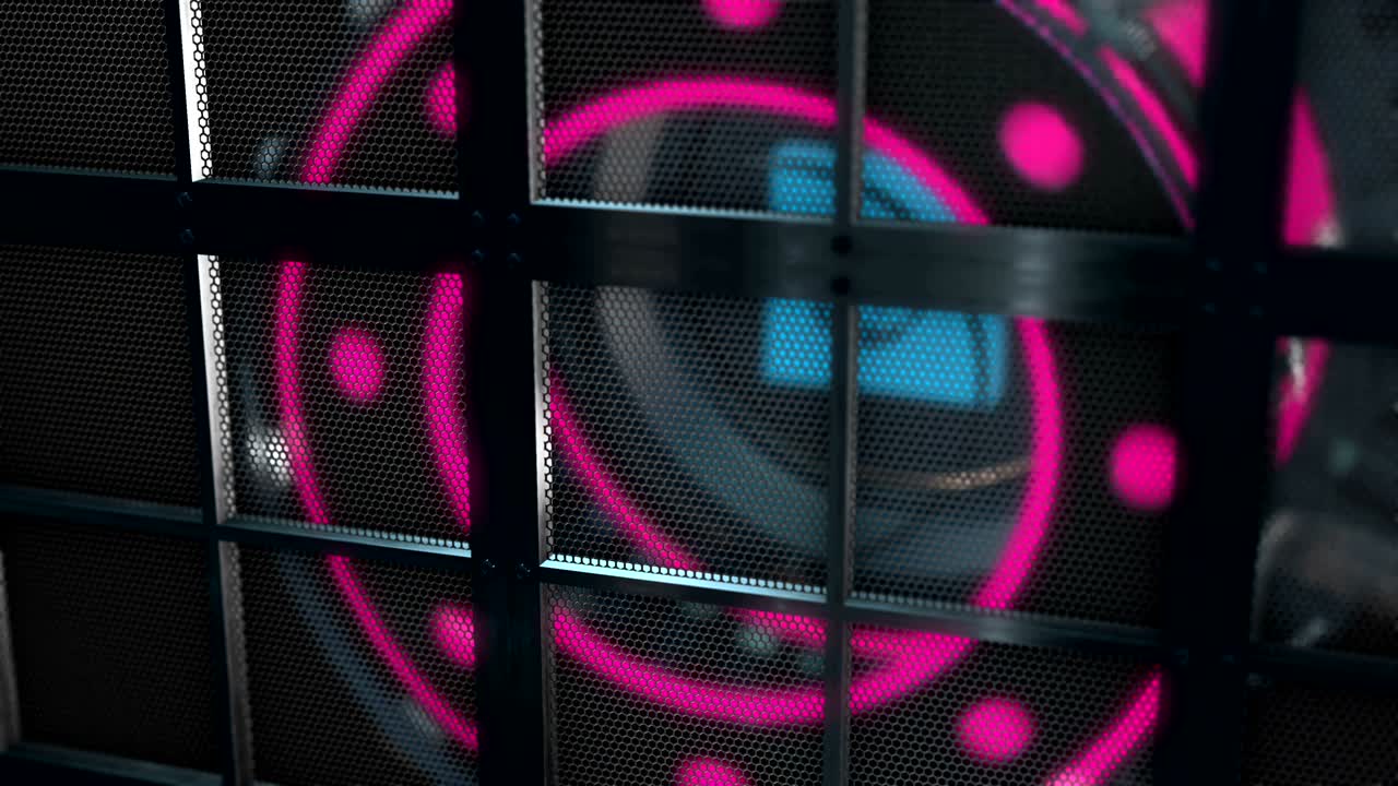 Turbine engine test in steel cage 3d concept video animation loop