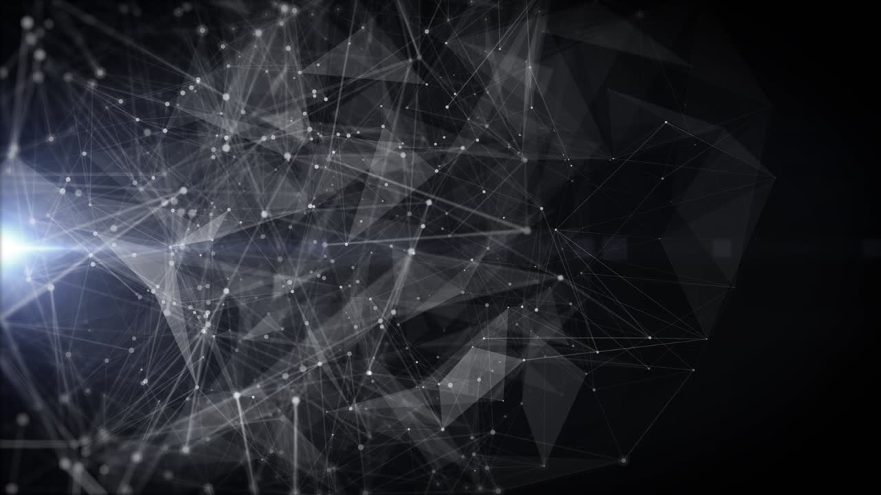 Abstract Digital Plexus Polygon Geometric Shape Data Communication 4K Loop Motion Copy Space Background.