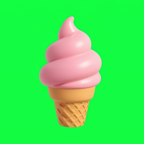 pink ice cream cone illustration animation isolated asset, transparent 4k video, alpha channel