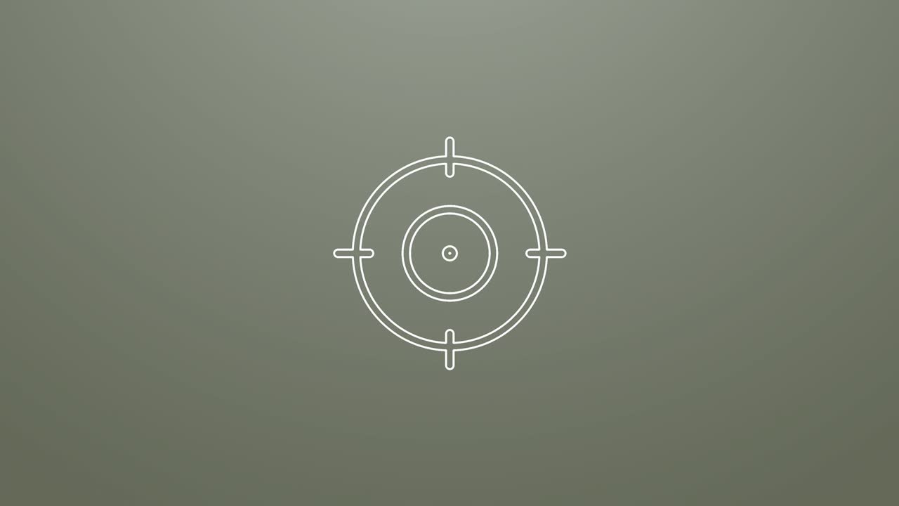 4k animation of Target viewfinder icon. Particles animate symbol in composition and explosion. Two background version: full color and transparent isolated alpha channel.