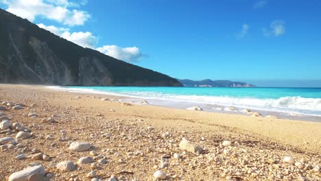 Beach-front-on-a-turquoise-beach-in-Greece