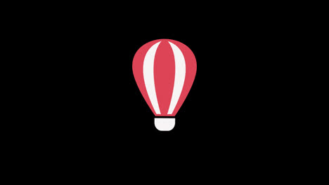 Heißluftballon-Urlaubsabenteuer-Icon-Loop-Animation-Mit-Alphakanal,-Transparentem-Hintergrund,-Prores-444