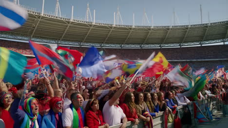 global celebration in a stadium