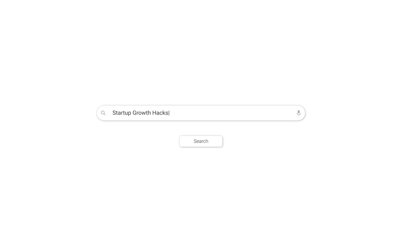 Mouse Cursor Typing 'Startup Growth Hacks' into Search Bar