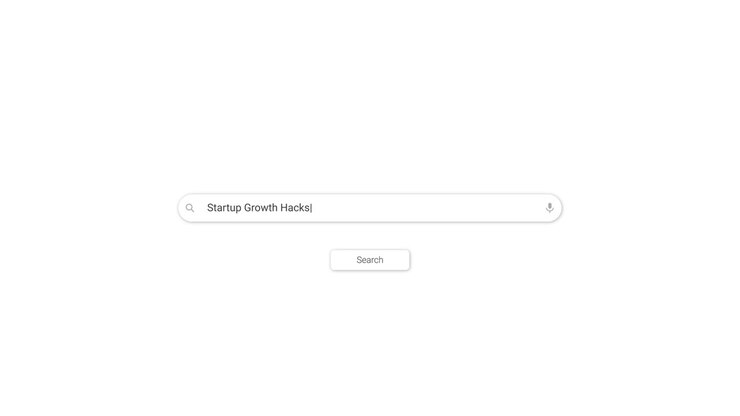 Mouse Cursor Typing 'Startup Growth Hacks' into Search Bar
