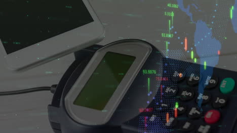 animación del procesamiento de datos financieros a través de terminales de tarjetas de crédito