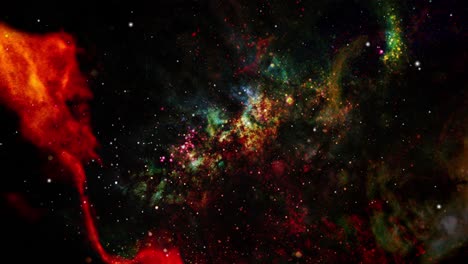 nubes nebulosas flotando y moviéndose y rodeadas de estrellas, el universo