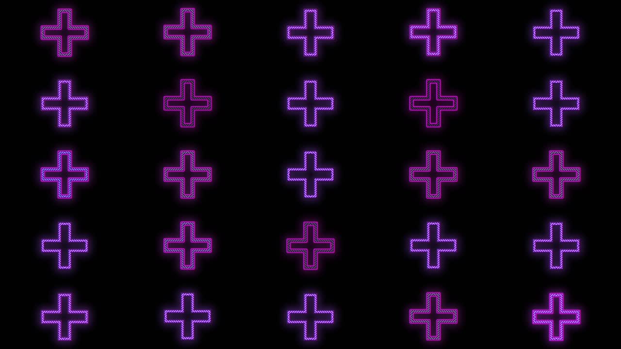 patrón de iconos más púrpura en filas en degradado negro