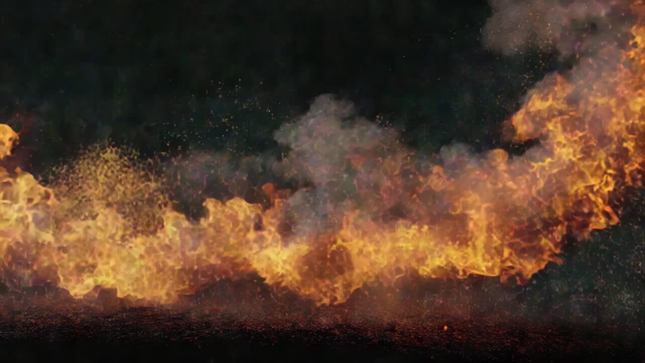 Captivating Flames: A Dynamic Representation of Fire's Dance with Striking Colors and Intense Movements in a Dark Background, Evoking Power and Energy
