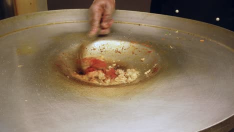 cooking on a large commercial griddle