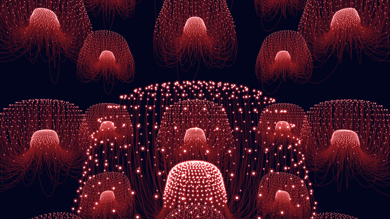 espiral hipnotizante de puntos rojos brillantes en un patrón circular