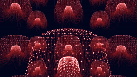 espiral hipnotizante de puntos rojos brillantes en un patrón circular