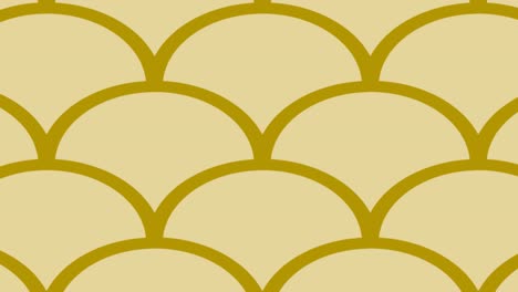 animation of gold pattern of semi circles scrolling seamlessly on beige background