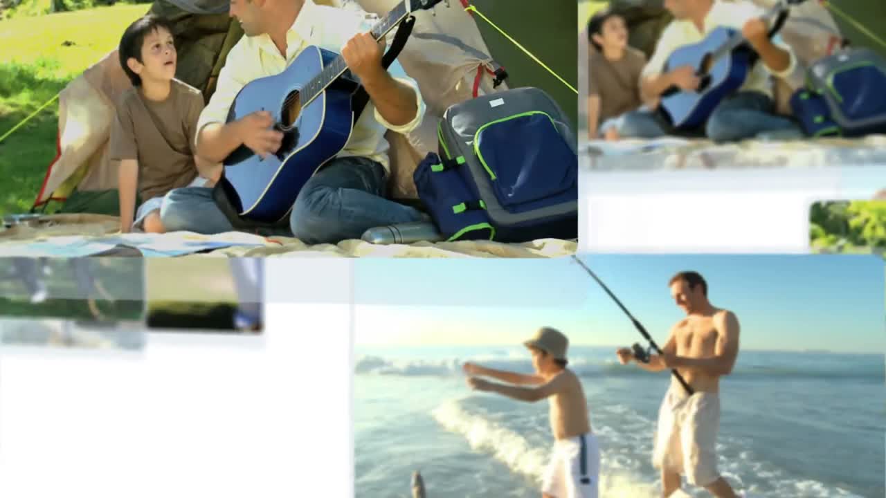 montaje de familias que pasan tiempo juntas