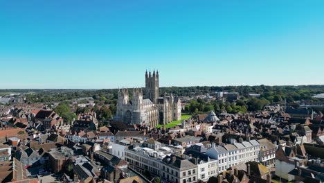 upward aerial movement near the canterbury cathedral and its beauty environment, kent, england.