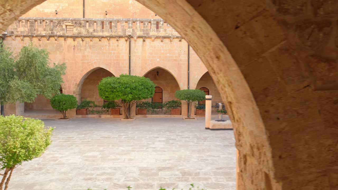 Inner yard of the Mor Hananyo Monastery in Mardin, Eastern Turkey