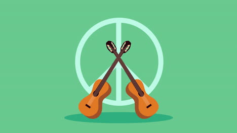 peace symbol and guitars animation