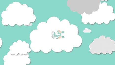 Animation-of-earth-day-text-over-clouds-and-globe