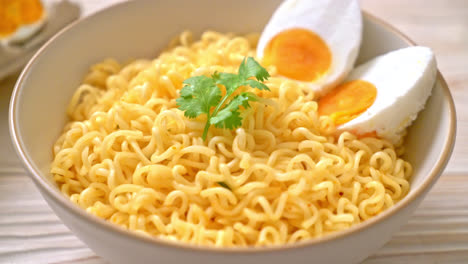 instant noodles bowl with salt egg