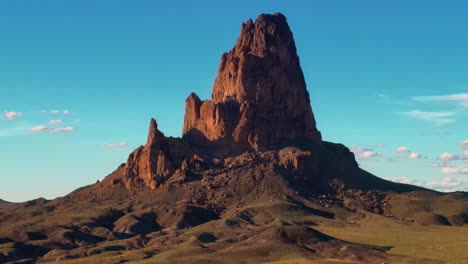 aerial view of monument valley in arizona - arid desert and stone buttes