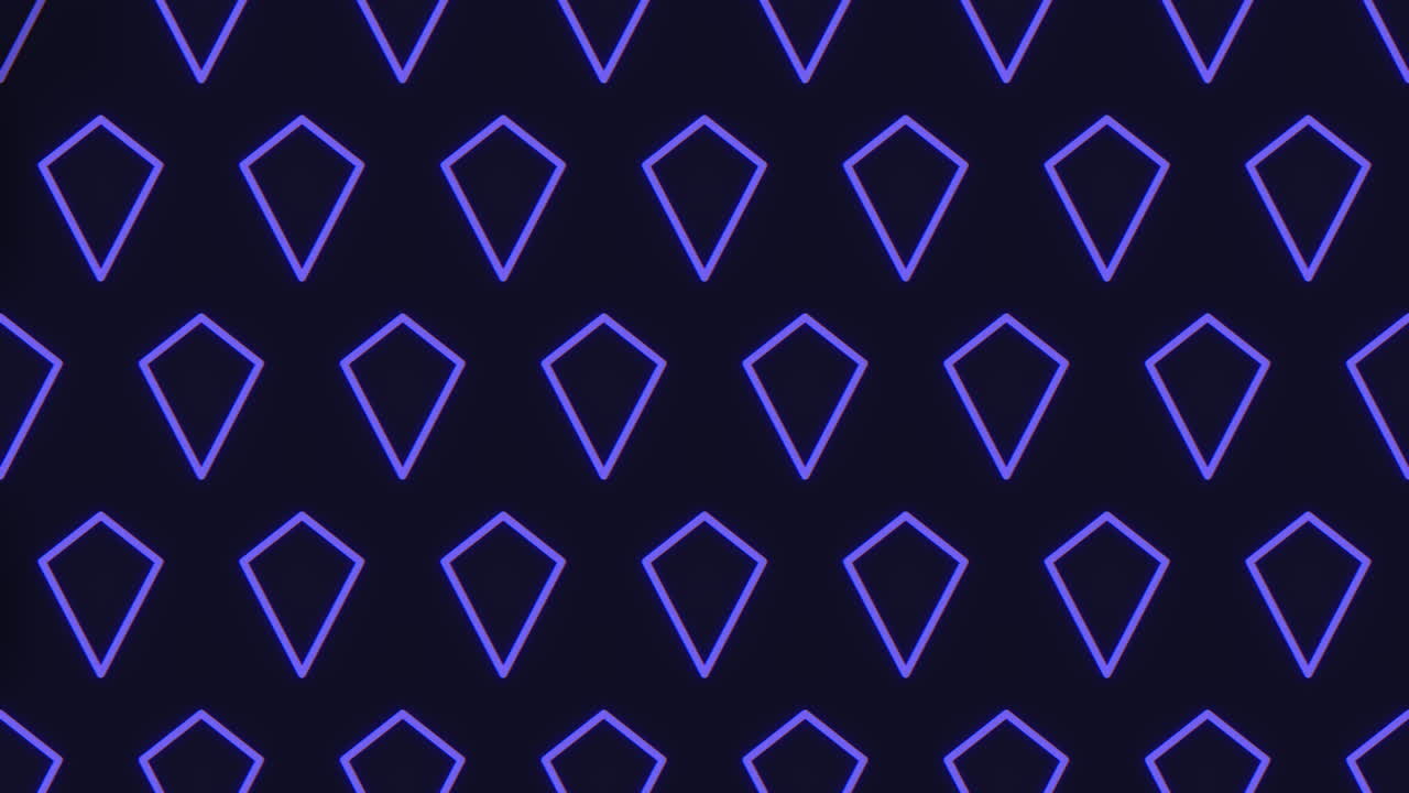 A vibrant blue and purple geometric design featuring a zigzag formation of diamonds and a diagonal arrangement of triangles on a dark blue backdrop