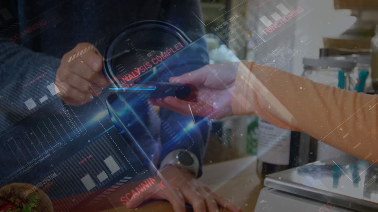 결제 터미널을 사용하는 사람들에 대한 네트워크 보안  ⁇ 락의 애니메이션