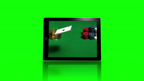 media device screens showing casino scenes