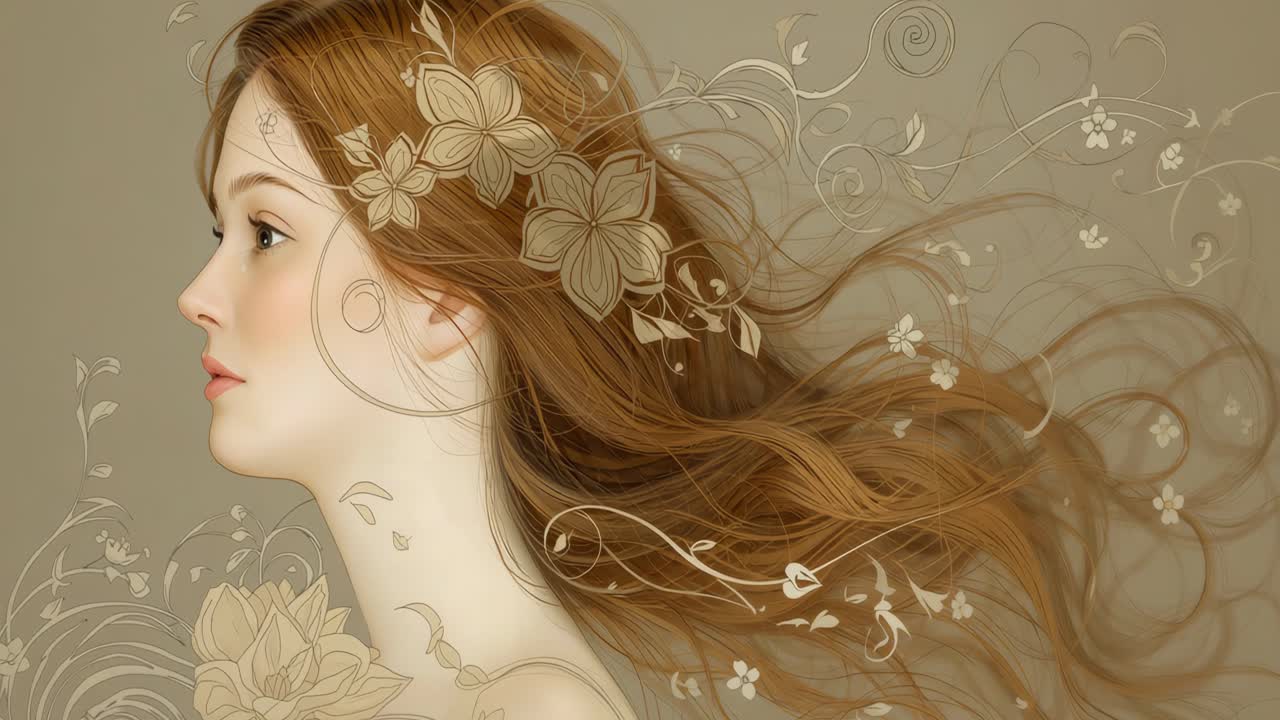 Portrait of a Woman with Floral Hair