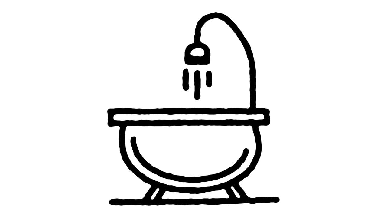 animado del icono de la línea de dibujo de la mano del asistente de baño