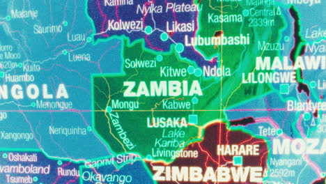 close-up map of southern african countries