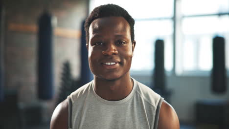 fitness, gym and portrait of man with smile