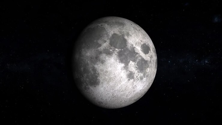 Da lua cheia à lua nova. Fases da lua ultrarrealistas. Lua e estrelas em 3D. Vídeo 4K