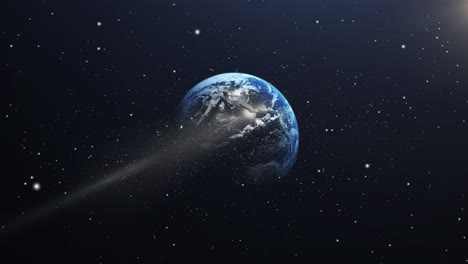 Planet-Erde-Und-Die-Satelliten,-Die-Ihn-Umkreisen