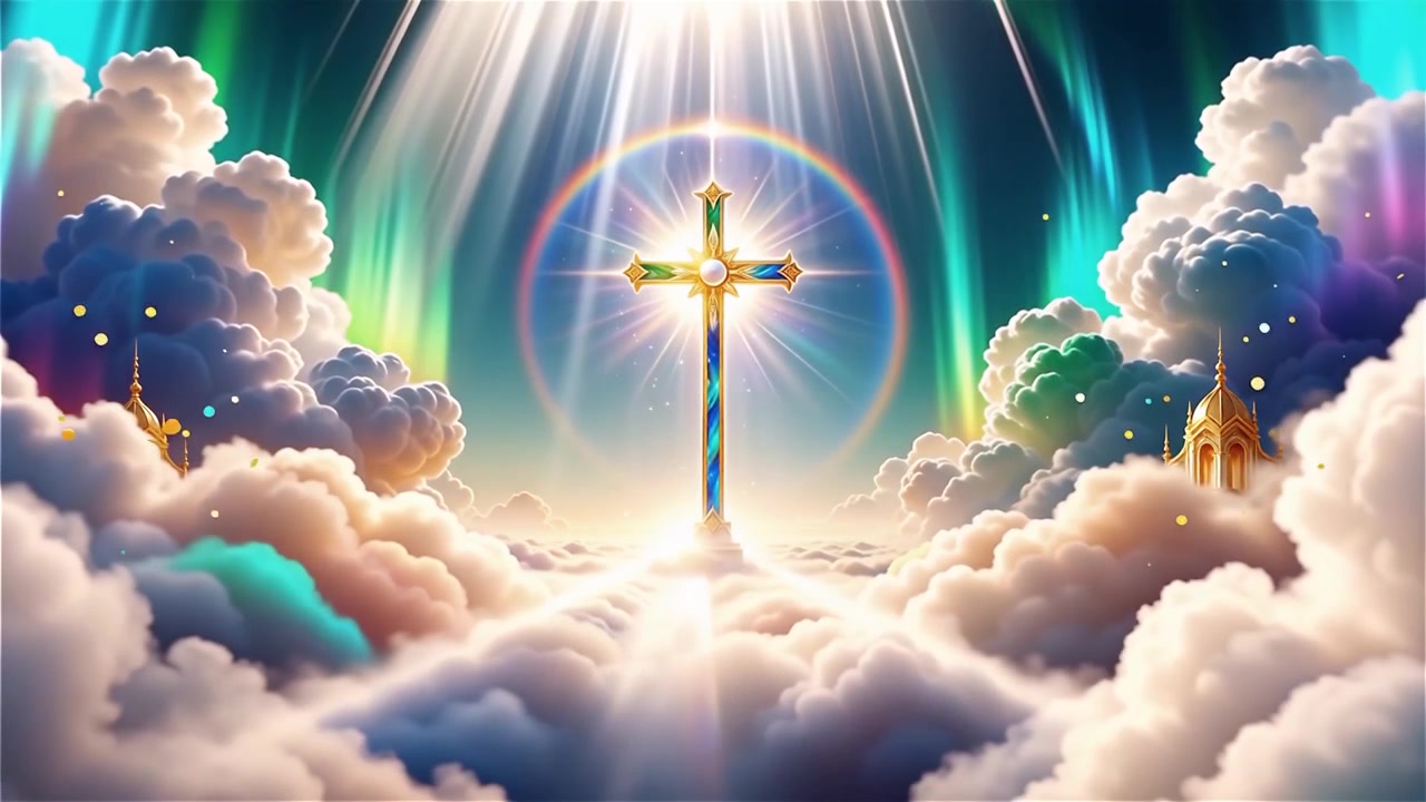 Christian Cross Heavenly Light Worship Background