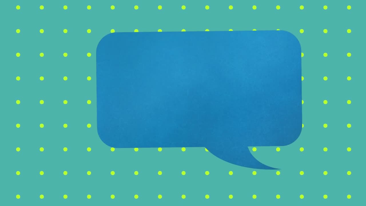 animación de burbuja de discurso cómico sobre puntos amarillos