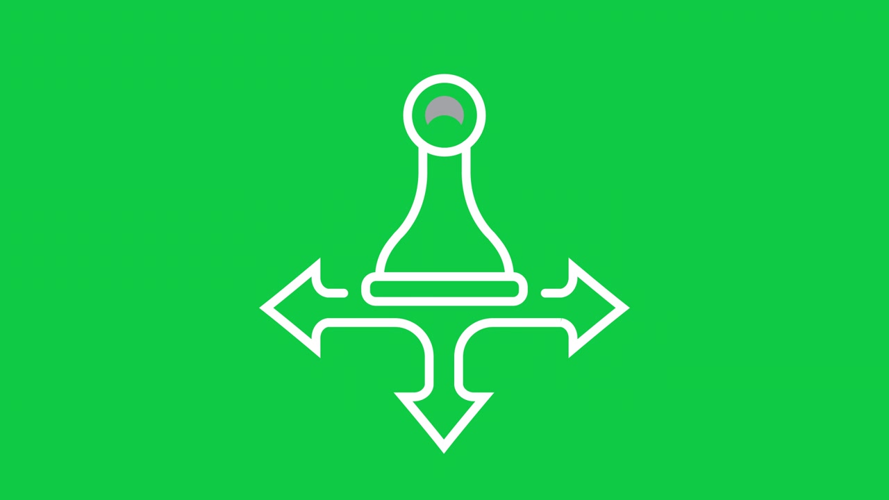 Animated Chess Pawn Icon with Arrows Showing Multiple Directions