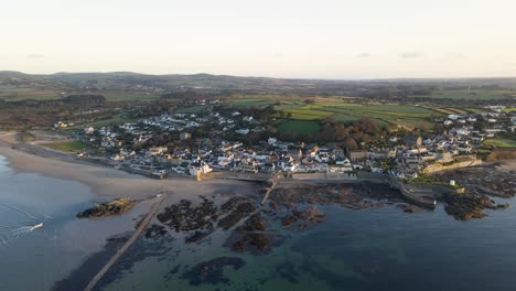 marazion village on shore of mount's bay in cornwall, uk