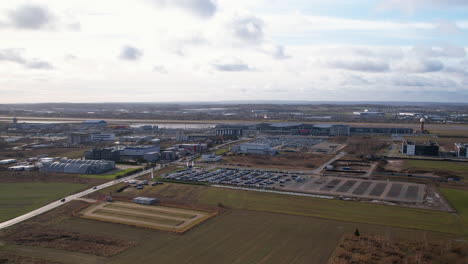 gdansk polish airport in poland. aerial drone view