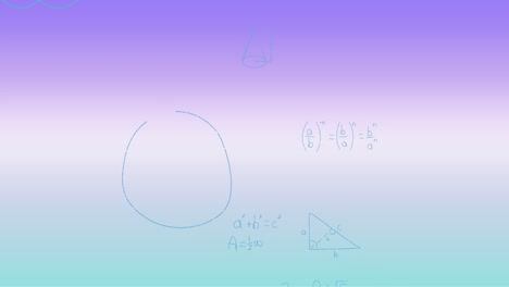 Animation-of-handwritten-mathematical-formulae-over-blue-to-purple-background